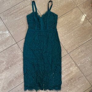 Elegant Lace Teal Dress